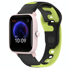 For Amazfit Pop Pro 20mm Double Color Silicone Watch Band(Black+Green)