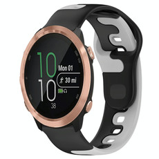 For Garmin Forerunner 645 Music 20mm Double Color Silicone Watch Band(Black+Grey)