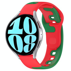 For Samsung Galaxy Watch 6 40mm 20mm Double Color Silicone Watch Band(Red+Green)