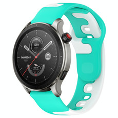 For Amazfit GTR 4 Pro 22mm Double Color Silicone Watch Band(Cyan+White) For Amazfit GTR 4 Pro 22mm Double Color Silicone Watch Band(Cyan+White)
