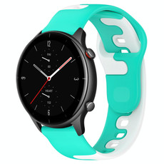 For Amazfit GTR 2e 22mm Double Color Silicone Watch Band(Cyan+White) For Amazfit GTR 2e 22mm Double Color Silicone Watch Band(Cyan+White)