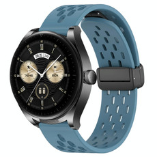 For Huawei Watch Buds 22mm Folding Magnetic Clasp Silicone Watch Band(Blue)