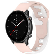For Amazfit GTR 2e 22mm Double Color Silicone Watch Band(Pink+White) For Amazfit GTR 2e 22mm Double Color Silicone Watch Band(Pink+White)