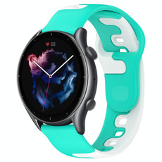For Amazfit GTR 3 22mm Double Color Silicone Watch Band(Cyan+White) For Amazfit GTR 3 22mm Double Color Silicone Watch Band(Cyan+White)