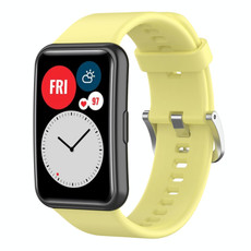 For Huawei Watch Fit New Solid Color Silicone Watch Band(Milky Yellow)