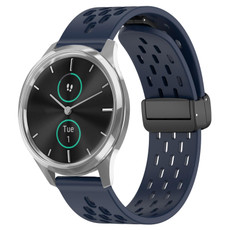 For Garmin VivoMove Luxe 20mm Folding Magnetic Clasp Silicone Watch Band(Midnight Blue)