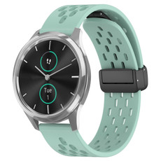 For Garmin VivoMove Luxe 20mm Folding Magnetic Clasp Silicone Watch Band(Teal)