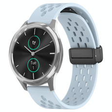 For Garmin VivoMove Luxe 20mm Folding Magnetic Clasp Silicone Watch Band(Light Blue)