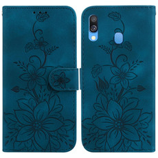 For Samsung Galaxy A40 Lily Embossed Leather Phone Case(Dark Blue) For Samsung Galaxy A40 Lily Embossed Leather Phone Case(Dark Blue)