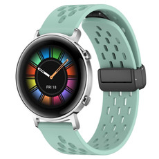 For Huawei Watch GT2 42mm 20mm Folding Magnetic Clasp Silicone Watch Band(Teal) For Huawei Watch GT2 42mm 20mm Folding Magnetic Clasp Silicone Watch Band(Teal)