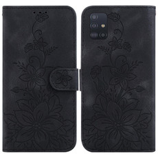 For Samsung Galaxy A71 5G Lily Embossed Leather Phone Case(Black)