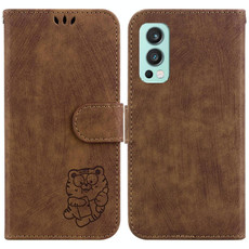 For OnePlus Nord 2 5G Little Tiger Embossed Leather Phone Case(Brown)