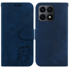 For Honor X8a Little Tiger Embossed Leather Phone Case(Dark Blue)