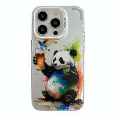 For iPhone 15 Pro Animal Pattern Oil Painting Series PC + TPU Phone Case(Panda)