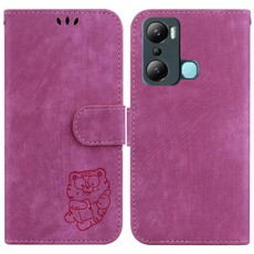 For Infinix Hot 20i Little Tiger Embossed Leather Phone Case(Rose Red)