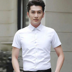 Summer Slim Mens Shirt Short Sleeve Business Professional Formal Shirt, Size: XXL(White)