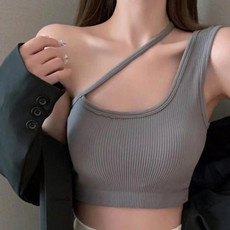Bustier Camisole Ladies Sports Top With Chest Pads, Size: For 40-70kg(Dark Gray)