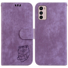 For Motorola Moto G42 Little Tiger Embossed Leather Phone Case(Purple) For Motorola Moto G42 Little Tiger Embossed Leather Phone Case(Purple)