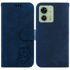 For Motorola Edge 40 Little Tiger Embossed Leather Phone Case(Dark Blue)