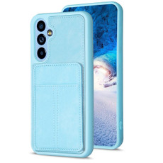 For Samsung Galaxy A34 5G BF28 Frosted Card Bag Phone Case with Holder(Blue)