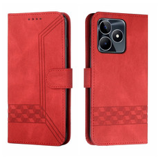 For Realme C53 Cubic Skin Feel Flip Leather Phone Case(Red)