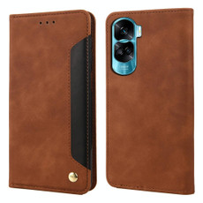 For Honor 90 Lite Skin Feel Splicing Leather Phone Case(Brown) For Honor 90 Lite Skin Feel Splicing Leather Phone Case(Brown)