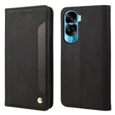 For Honor 90 Lite Skin Feel Splicing Leather Phone Case(Black) For Honor 90 Lite Skin Feel Splicing Leather Phone Case(Black)
