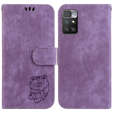 For Xiaomi Redmi 10 / 10 Prime Little Tiger Embossed Leather Phone Case(Purple)