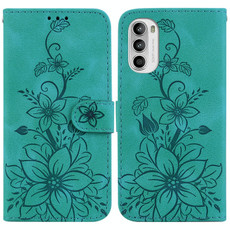 For Motorola Moto G62 5G Lily Embossed Leather Phone Case(Green)