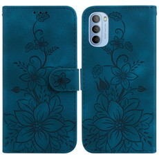 For Motorola Moto G31  / G41 Lily Embossed Leather Phone Case(Dark Blue) For Motorola Moto G31  / G41 Lily Embossed Leather Phone Case(Dark Blue)