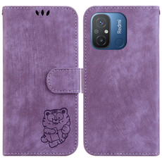 For Xiaomi Redmi 12C / 11A Little Tiger Embossed Leather Phone Case(Purple)