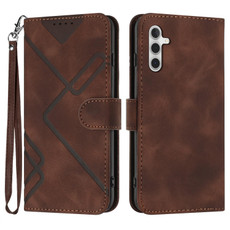 For Samsung Galaxy M54 Line Pattern Skin Feel Leather Phone Case(Coffee)