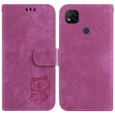 For Xiaomi Redmi 9C Little Tiger Embossed Leather Phone Case(Rose Red)