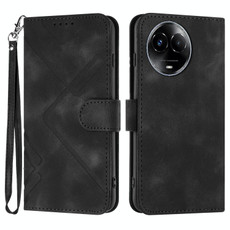 For Realme 11 Line Pattern Skin Feel Leather Phone Case(Black)