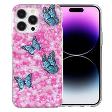 For iPhone 15 Pro IMD Shell Pattern TPU Phone Case(Colorful Butterfly)