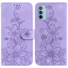 For Motorola Moto G31  / G41 Lily Embossed Leather Phone Case(Purple) For Motorola Moto G31  / G41 Lily Embossed Leather Phone Case(Purple)