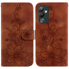 For Tecno Pova 4 Lily Embossed Leather Phone Case(Brown)