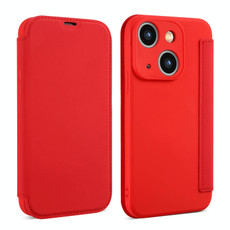 For iPhone 14 Plus Imitate Liquid Skin Feel Leather Phone Case with Card Slots(Red)