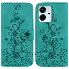 For Honor 80 SE Lily Embossed Leather Phone Case(Green)
