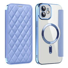 For  iPhone 11 Shield Magsafe RFID Anti-theft Rhombus Leather Phone Case(Blue) For  iPhone 11 Shield Magsafe RFID Anti-theft Rhombus Leather Phone Case(Blue)