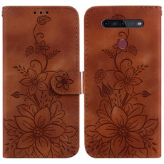 For LG K41S / K51S Lily Embossed Leather Phone Case(Brown) For LG K41S / K51S Lily Embossed Leather Phone Case(Brown)