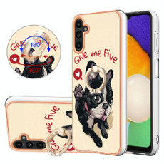 For Samsung Galaxy A34 5G Electroplating Dual-side IMD Phone Case with Ring Holder(Lucky Dog)