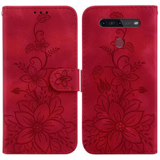 For LG K41S / K51S Lily Embossed Leather Phone Case(Red) For LG K41S / K51S Lily Embossed Leather Phone Case(Red)