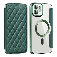 For  iPhone 11 Shield Magsafe RFID Anti-theft Rhombus Leather Phone Case(Green) For  iPhone 11 Shield Magsafe RFID Anti-theft Rhombus Leather Phone Case(Green)