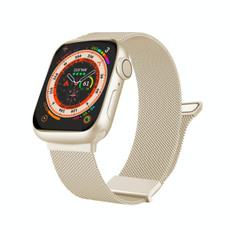 For Apple Watch 42mm Milan Double Magnetic Steel Mesh Watch Band(Starlight Color)