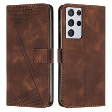 For Samsung Galaxy S21 Ultra 5G Dream Triangle Leather Phone Case with Lanyard(Brown)