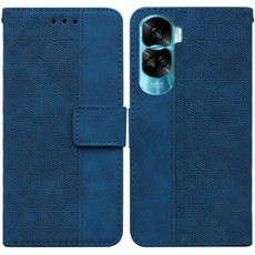 For Honor 90 Lite Geometric Embossed Leather Phone Case(Blue)