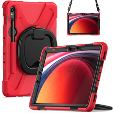 For Samsung Galaxy Tab S9 / S8 / S7 Silicone Hybrid PC Tablet Case with Holder & Shoulder Strap(Red) For Samsung Galaxy Tab S9 / S8 / S7 Silicone Hybrid PC Tablet Case with Holder & Shoulder Strap(Red)