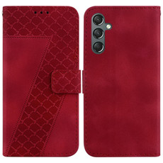 For Samsung Galaxy A25 5G 7-shaped Embossed Leather Phone Case(Red)