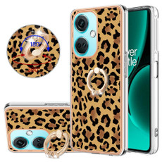 For OnePlus Nord CE 3 Lite / Nord N30 Electroplating Dual-side IMD Phone Case with Ring Holder(Leopard Print)